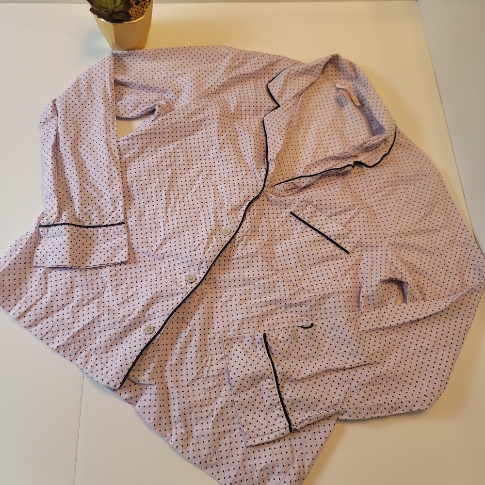 Victoria's Secret Pink Black Polka Dot Button Down Sleepshirt XS
